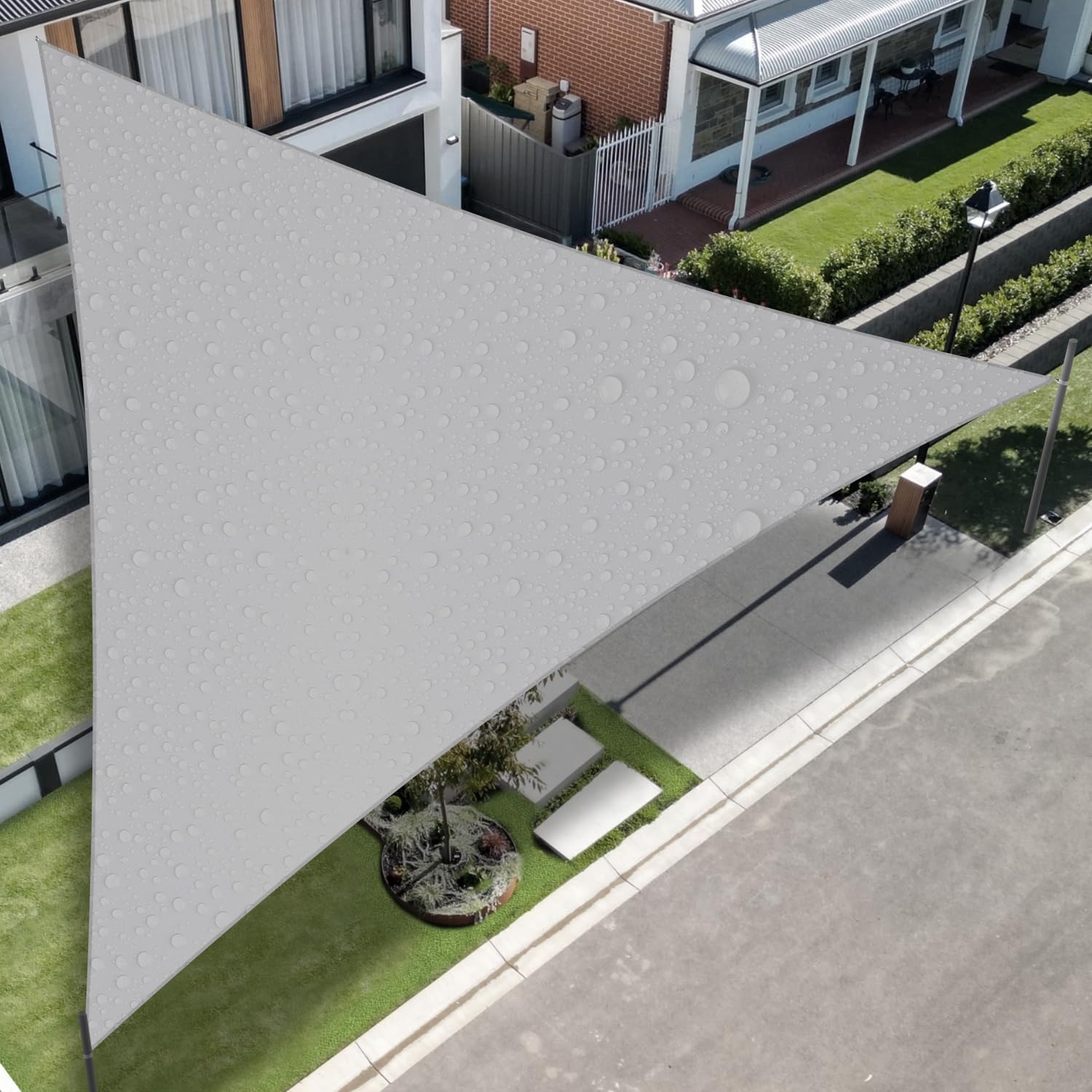 Tang Sunshades Depot 12X12X17 Right Triangle Waterproof Knitted Shade Sail Curved Edge Light Gray/Light Grey 260 Gsm Uv Block Sh