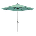 California Umbrella 11 Round Aluminum Pole Fiberglass Rib Market Umbrella, Crank Lift, Collar Tilt, Black Pole, Sunbrella Spect
