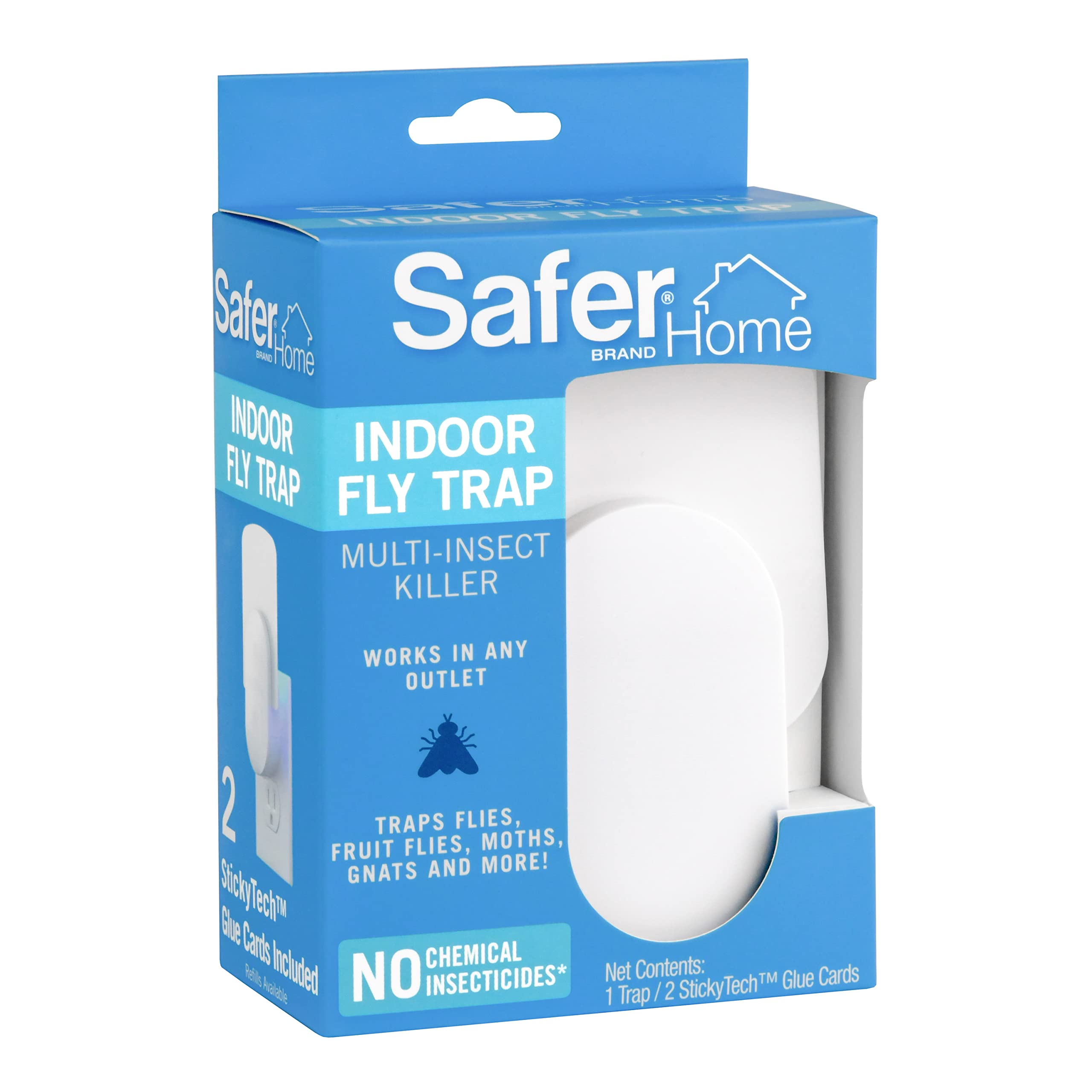 Safer Home Sh502 Indoor Plug-In Fly Trap For Flies, Fruit Flies, Moths, Gnats, And Other Flying Insects - 400 Sq Ft Of Protectio