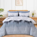 Wongs Bedding Comforter Set King, Blue 7 Pieces Bed In A Bag Abstract Art Gradient Comforter Dusty Blue Soft Microfiber Bedding