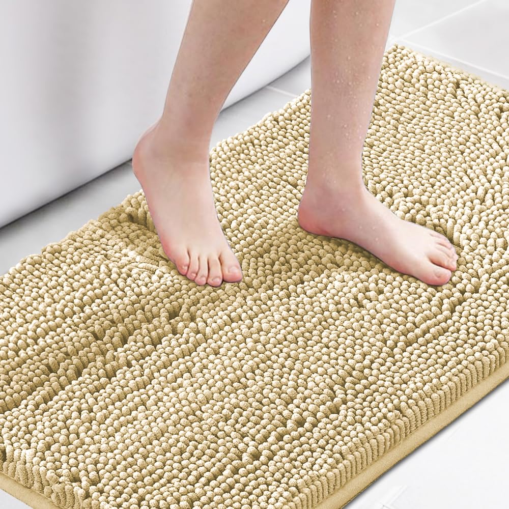 H.VERSAILTEX Microfiber Bath Rugs Chenille Floor Mat Ultra Soft Washable Bathroom Dry Fast Water Absorbent Bedroom Area Rugs, 24
