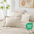 Cozylux King Comforter Set Beige, 7 Pieces Bed In A Bag Soft Bedding Comforter Set With Sheets, All Season Boho 7Pc Bed Sets With Comforter, Fitted Sheets, Flat Sheets, Pillow Shams And Pillowcases
