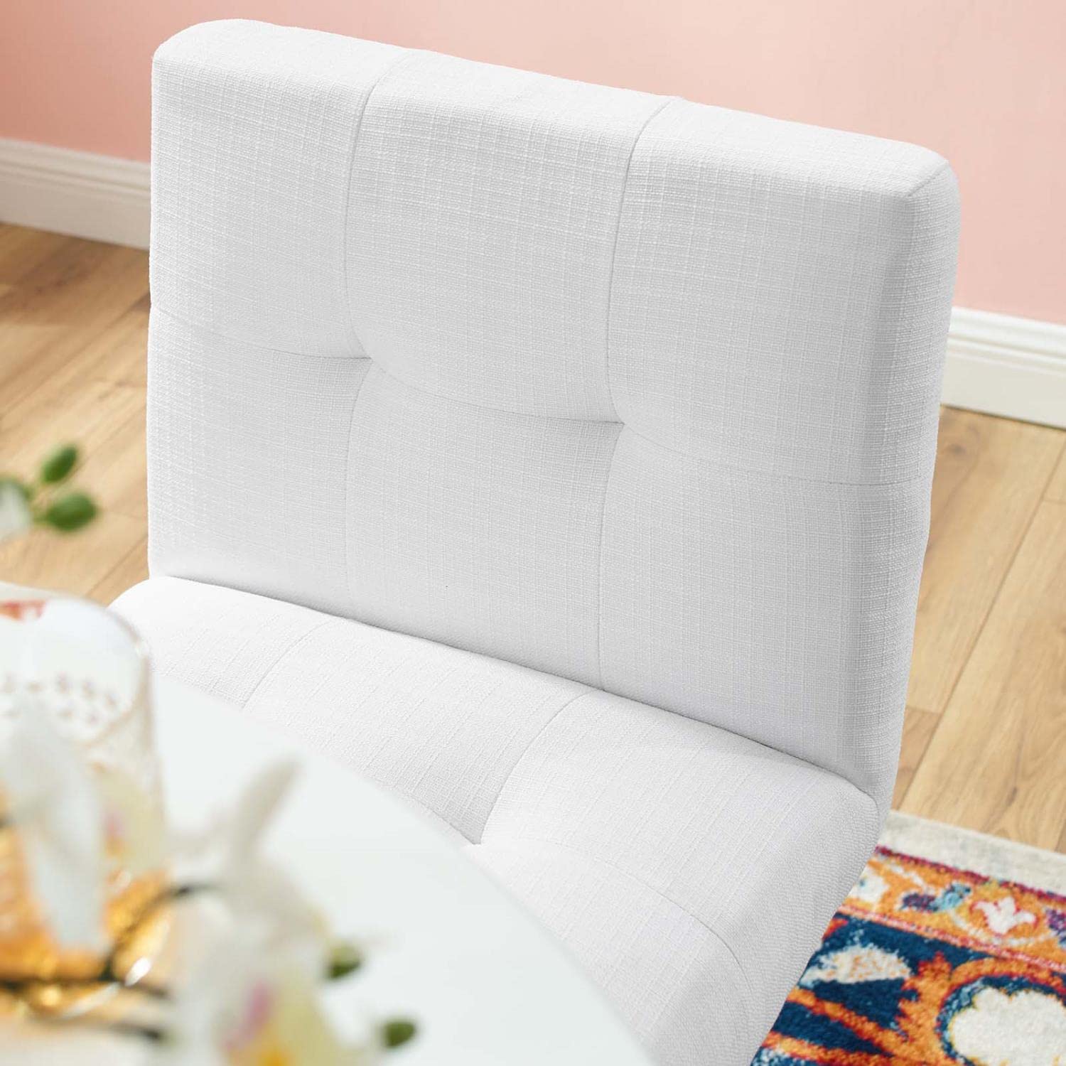 Modway EEI-5571-GLD-WHI Privy Counter Stool Upholstered Fabric Set of 2, Gold White