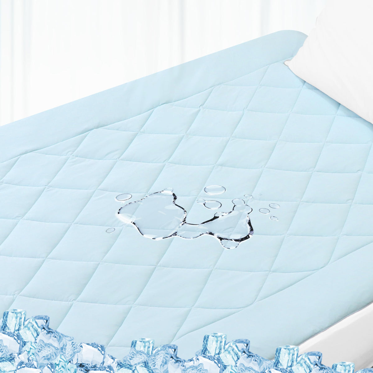 HOMTEC Cooling Mattress Pad King Size Mattress Cover Waterproof Quilted Fitted Mattress Protector Extra Deep Pocket 18-22'' Brea