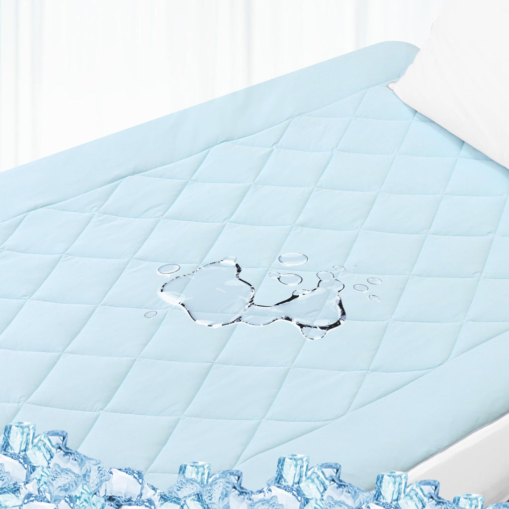 HOMTEC Cooling Mattress Pad Queen Size Mattress Cover Waterproof Quilted Fitted Mattress Protector Extra Deep Pocket 18-22'' Bre
