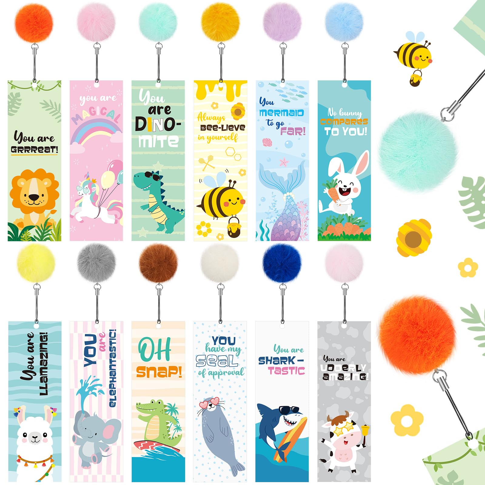 Outus 12 Pcs Kids Bookmarks, Bulk Bookmarks For Girls With Pendant, Kids Classroom Gifts For Girls, Women, Teens, With Rulers, G