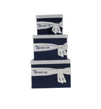 HomeRoots 11.5' x 12' x 8.5' White, Blue, Fabric -Boxes with Cover Set of 3