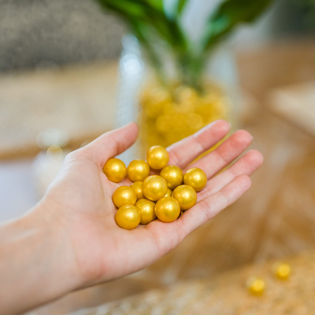 Galashield Gold Marbles For Vases | Glass Marbles Bulk Vase Fillers | Glass Beads For Vases, Round Marble 1Lb, (Approx. 80 Pcs)