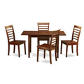 East West Furniture NOML5-MAH-W 5 Piece Dining Set Includes a Rectangle Dining Room Table with Butterfly Leaf and 4 Wood Seat Chairs, 32x54 Inch, Mahogany