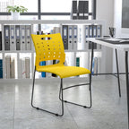 Flash Furniture Hercules Series 881 Lb. Capacity Yellow Sled Base Stack Chair With Air-Vent Back