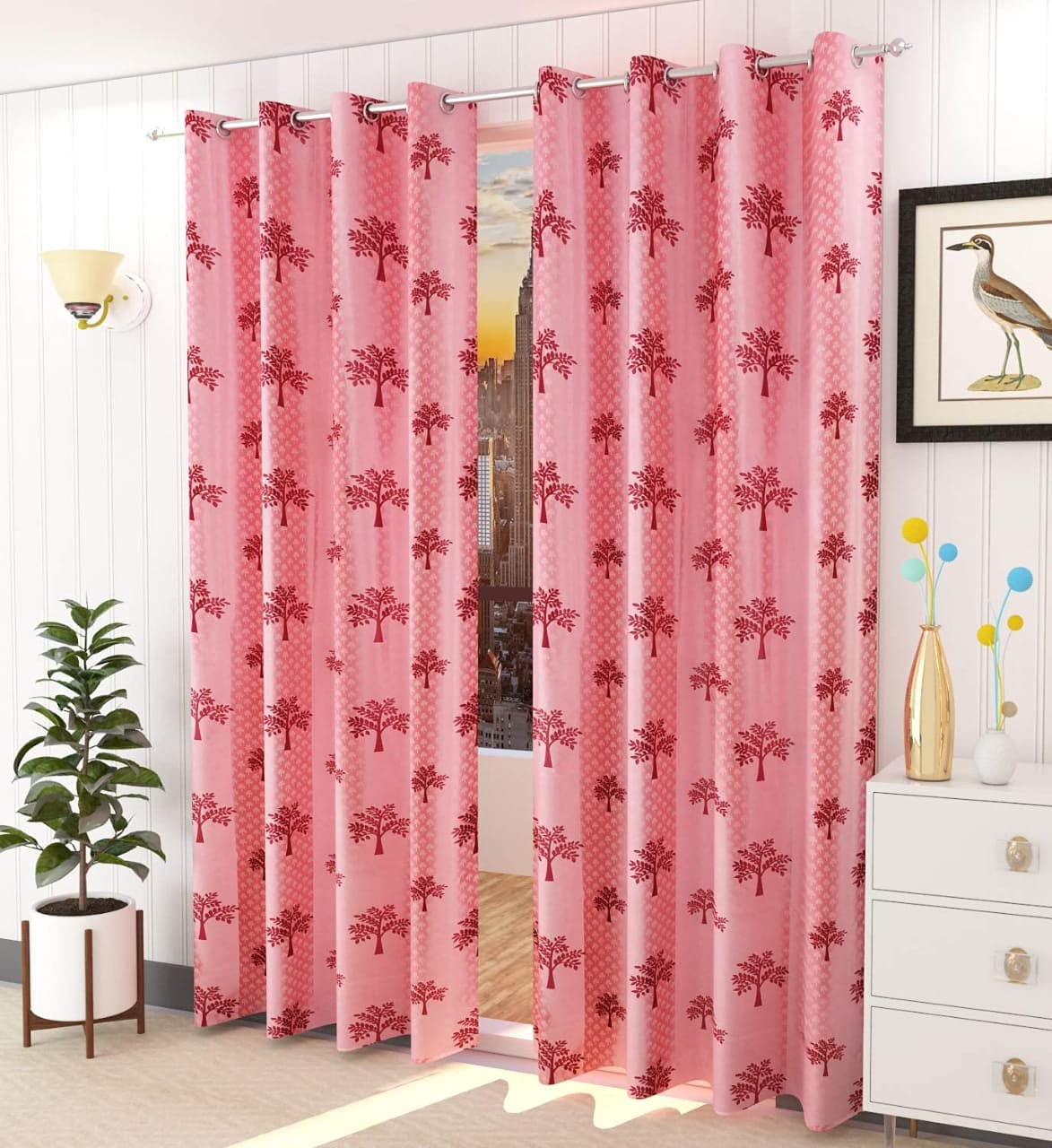 Rensum 9Ft Long Door Curtains Drapes for Home | Eyelet Polyester 2 Piece Grommet Curtains for Bedroom Living Room | Room Darkeni