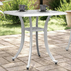 vidaXL Cast Aluminum Patio Table - White 20.9" Square Outdoor/Indoor Garden Table with Umbrella Hole