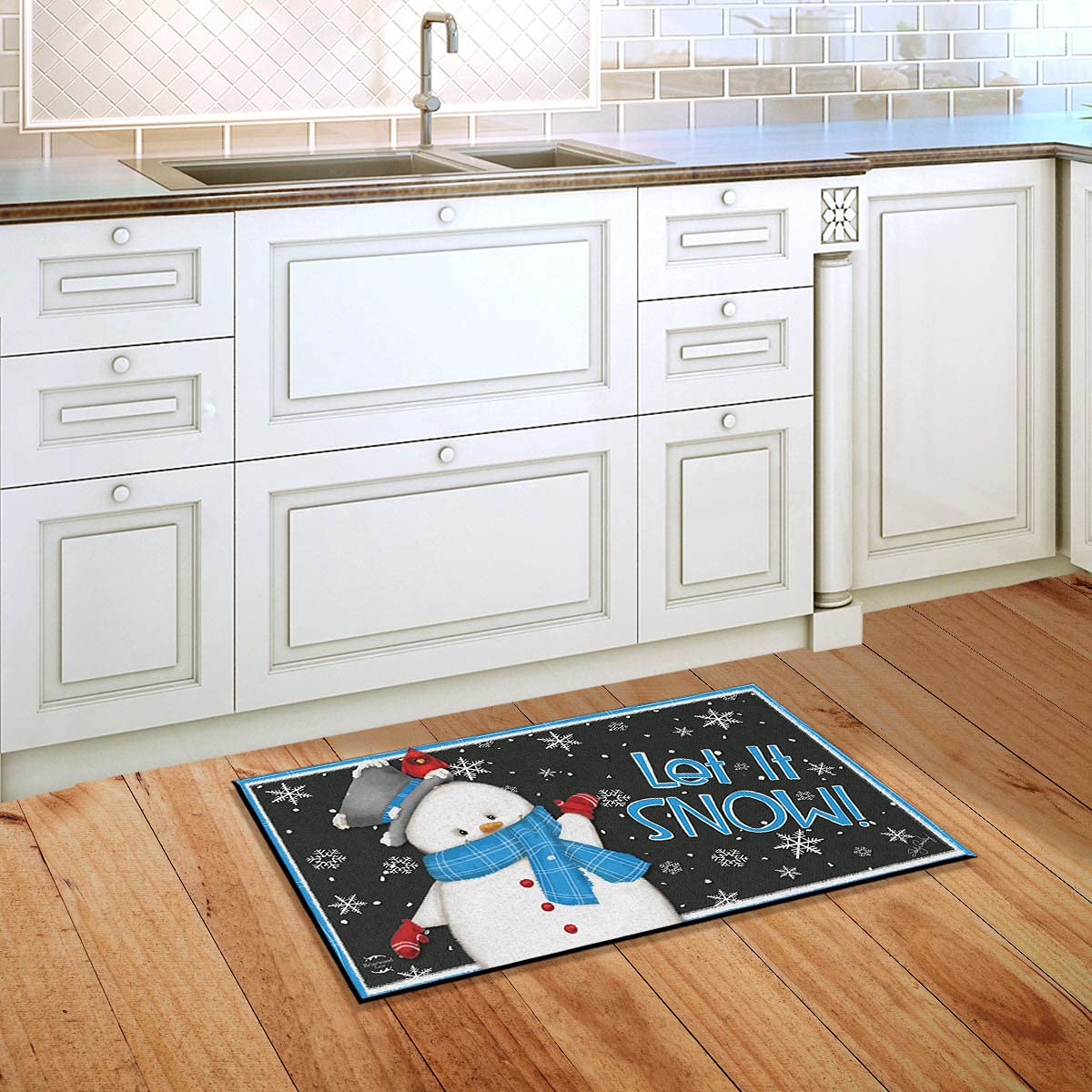Briarwood Lane Jolly Winter Snowman Doormat Primitive Let It Snow Indoor/Outdoor 30' X 18'