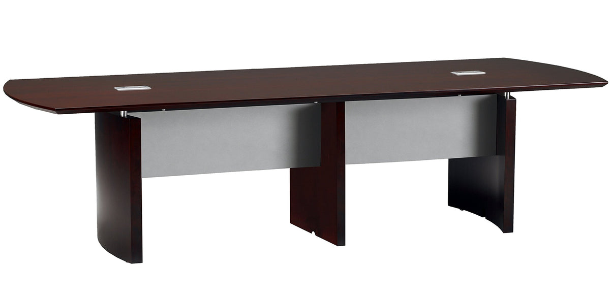 Safco Mayline Napoli 14'W X 48&quot;D Curved End Rectangle Conference Table, Mahogany Veneer