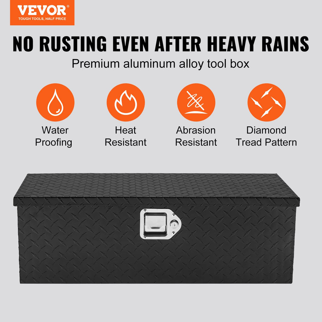 VEVOR Truck Bed Tool Box Black Aluminum 30"x13"x9.6" JL-TB19-1