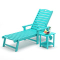 Lue Bona Chaise Lounge Chair With Table, 2-Piece, 79'' Oversized Hdps Chaise Lounger, 5 Positions Adjustable Lounge Chairs, Pool Lounge Chair With Wheels For Poolside, 3 Year Warranty, Aruba Blue