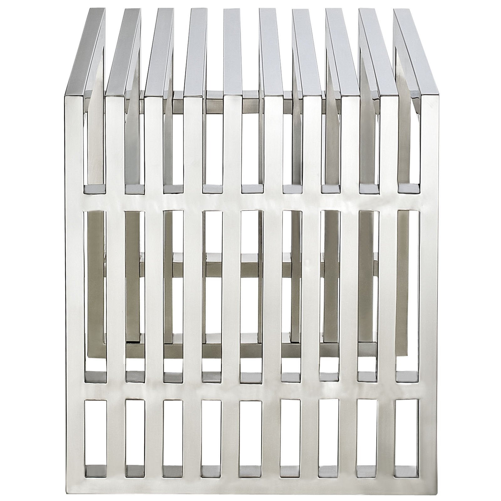 Modway Gridiron Contemporary Modern Small Stainless Steel Bench, 19.5&quot;