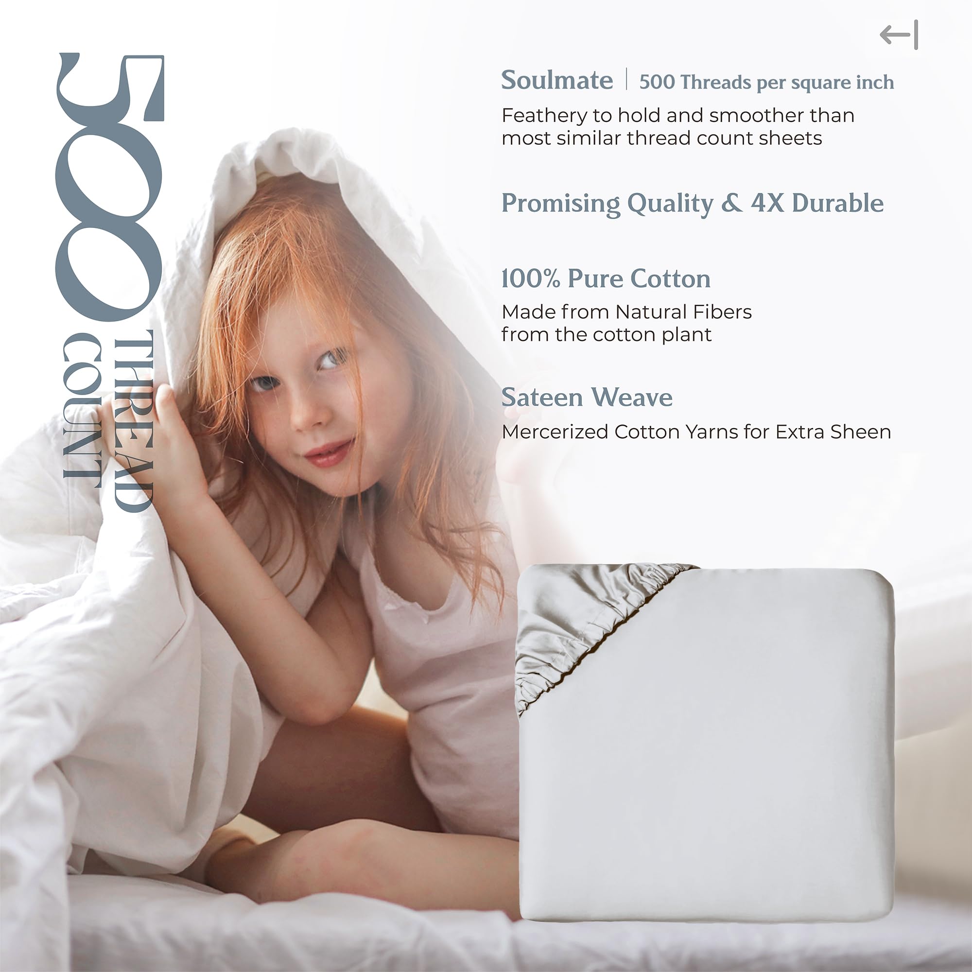 Mayfair Linen 100% Cotton California King Fitted Sheet Only - 500 Thread Count Cal King Sheets Deep Pocket Fitted, Soft Sateen N