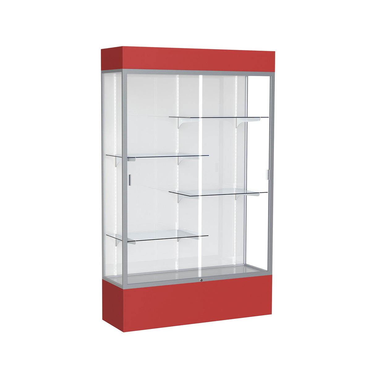 Waddell Spirit Lighted Floor Display case, 48 inches Wide, Red