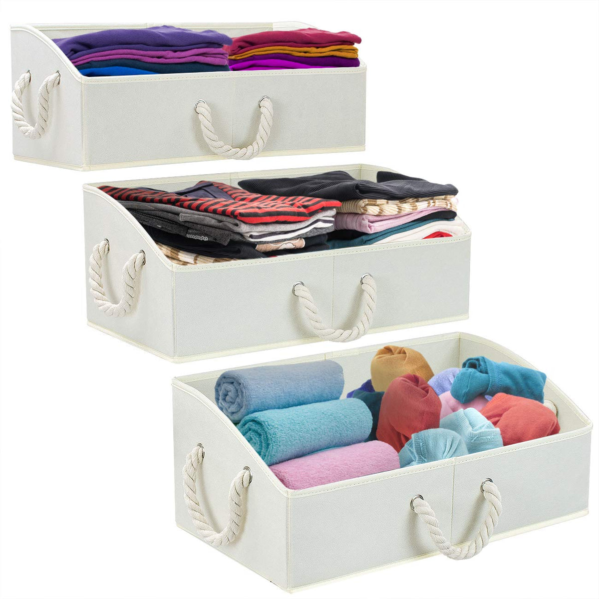 Sorbus Storage Bins [3Pack] Fabric Storage Baskets, Foldable Closet Organizer Trapezoid Storage Box (Beige)