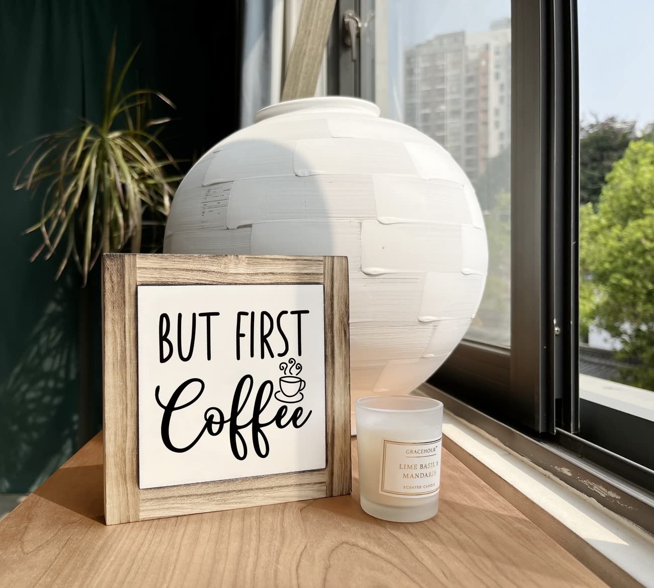 Coffee Wood Plaque Sign, But First Coffee, Box Wood Plaques Desk D  Cor, Rustic Wood Coffee Table Sign, Decor For Kitchen Home O