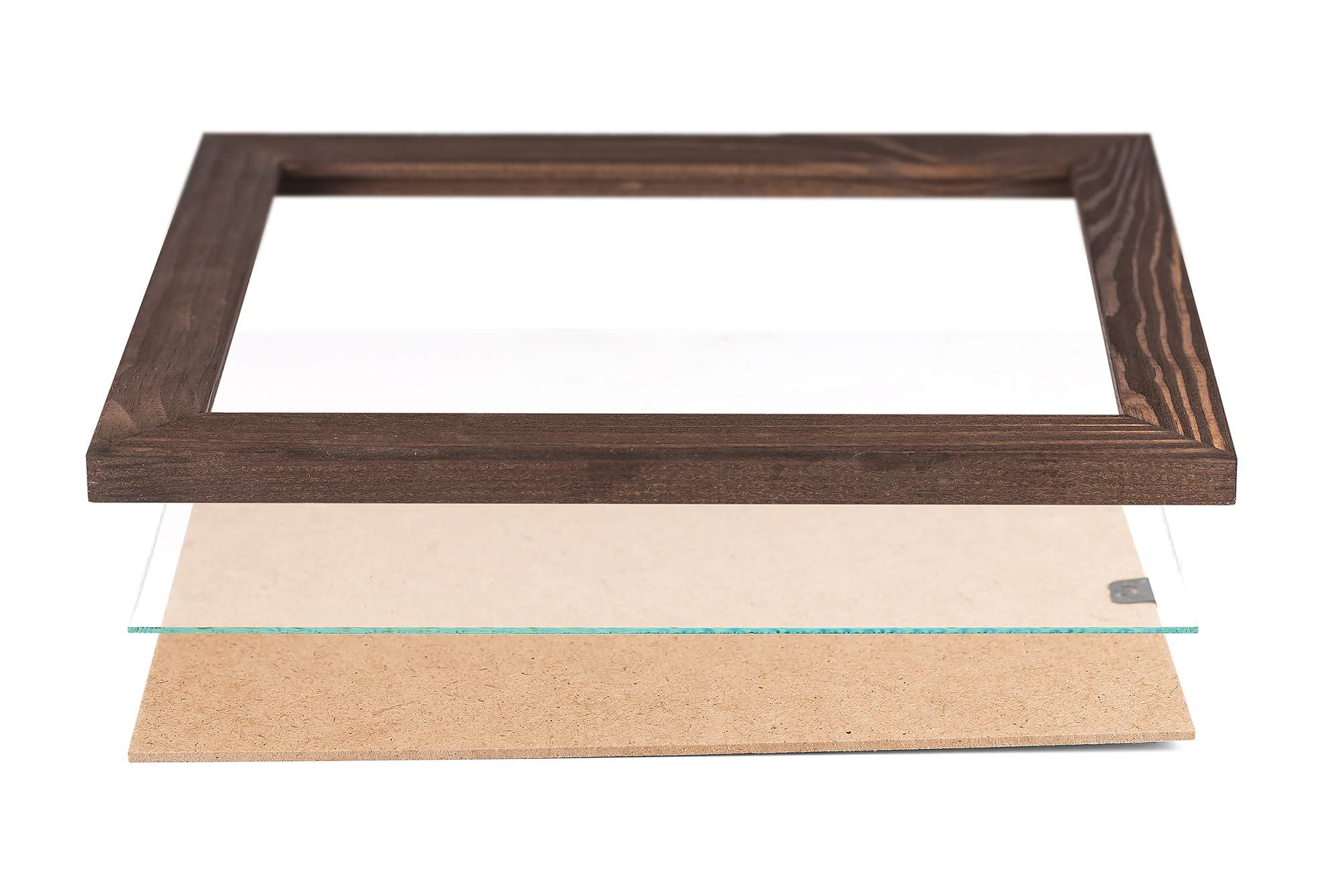 Rustic Wooden Picture Frames 8X10 - Brown Wenge - Set Of 2-100% Natural Eco Solid Wood And High Definition Real Glass For Wall H