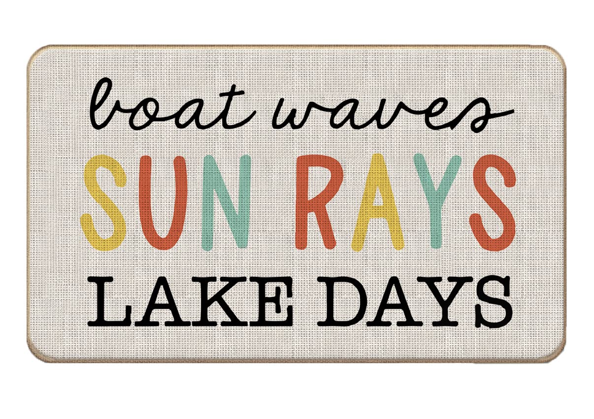 Lacosu Summer Boat Waves Sun Rays Lake Days Lake House Door Mat Doormat,17'X30' Decorative Lake House Indoor Outdoor Patio Ent