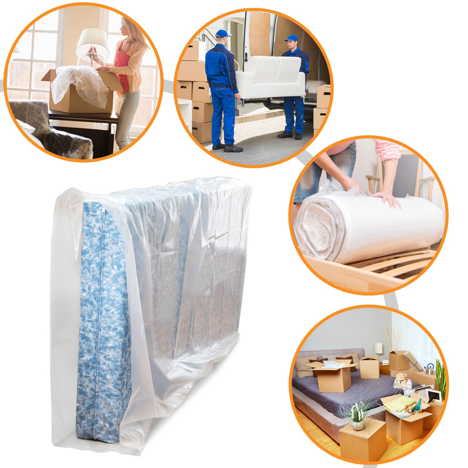 [1-Pack] Mattress Bag For Moving, Mattress Cover, 4 Mil Twin Size Mattress Storage Bag - Heavy Duty Thick Plastic Wrap Moving Ma