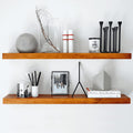 Homeforia Rustic Farmhouse Floating Shelves - Bathroom Wooden Shelves for Wall Mounted - Thick Industrial Kitchen Wood Shelf - 3
