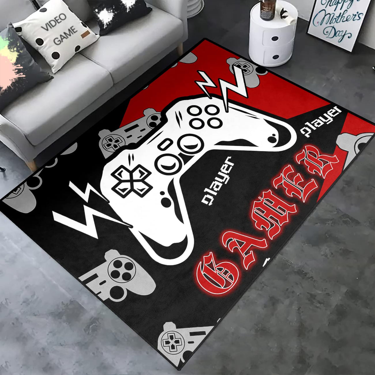 Kodhyvj Gamer Area Rugs For Boys Bedrooms Gaming Rug For Game Style Home Decor Controller Gamepad Mats Video Player Indoor Outdo