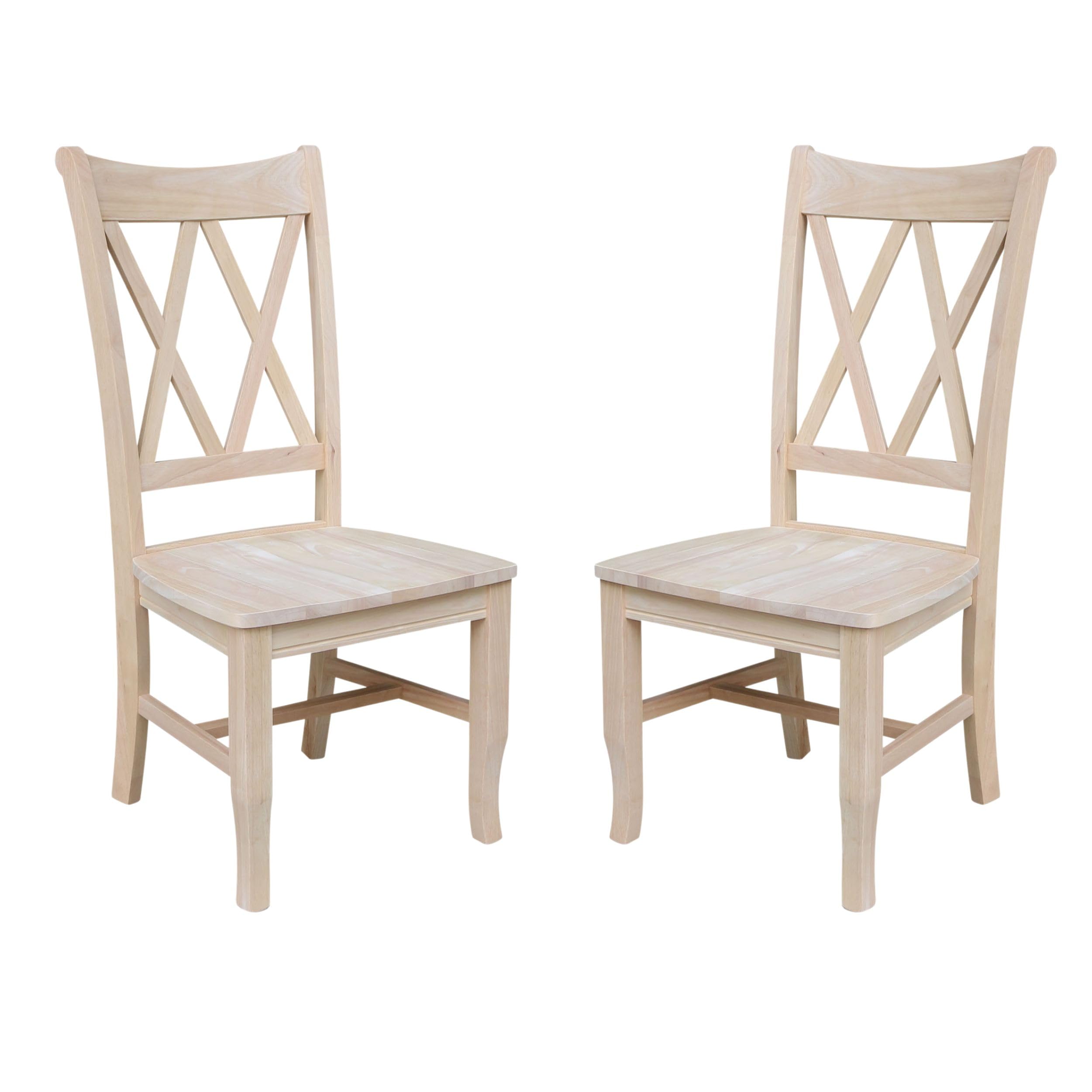 International Concepts Set of Two Double X-Back Dining Chair, 19.9W x 22D x 41.3H, Wood Unfinished
