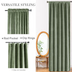 Lazzzy Velvet Green Blackout Curtains 63 Inches Long Thermal Insulated Drapes For Bedroom Living Room Darkening Window Treatments Rod Pocket 2 Panels Sage Green