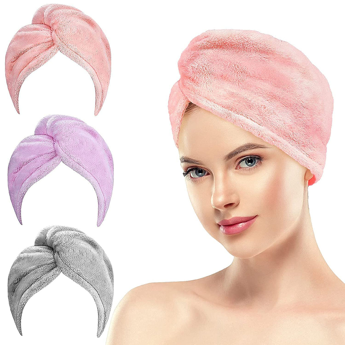 Glivary Hair Towel Absorbent Towel Bathrobe Magic Hair Warp Towel Super QuickDrying Microfiber 500 GSM Bath Towel Bath Towel (M