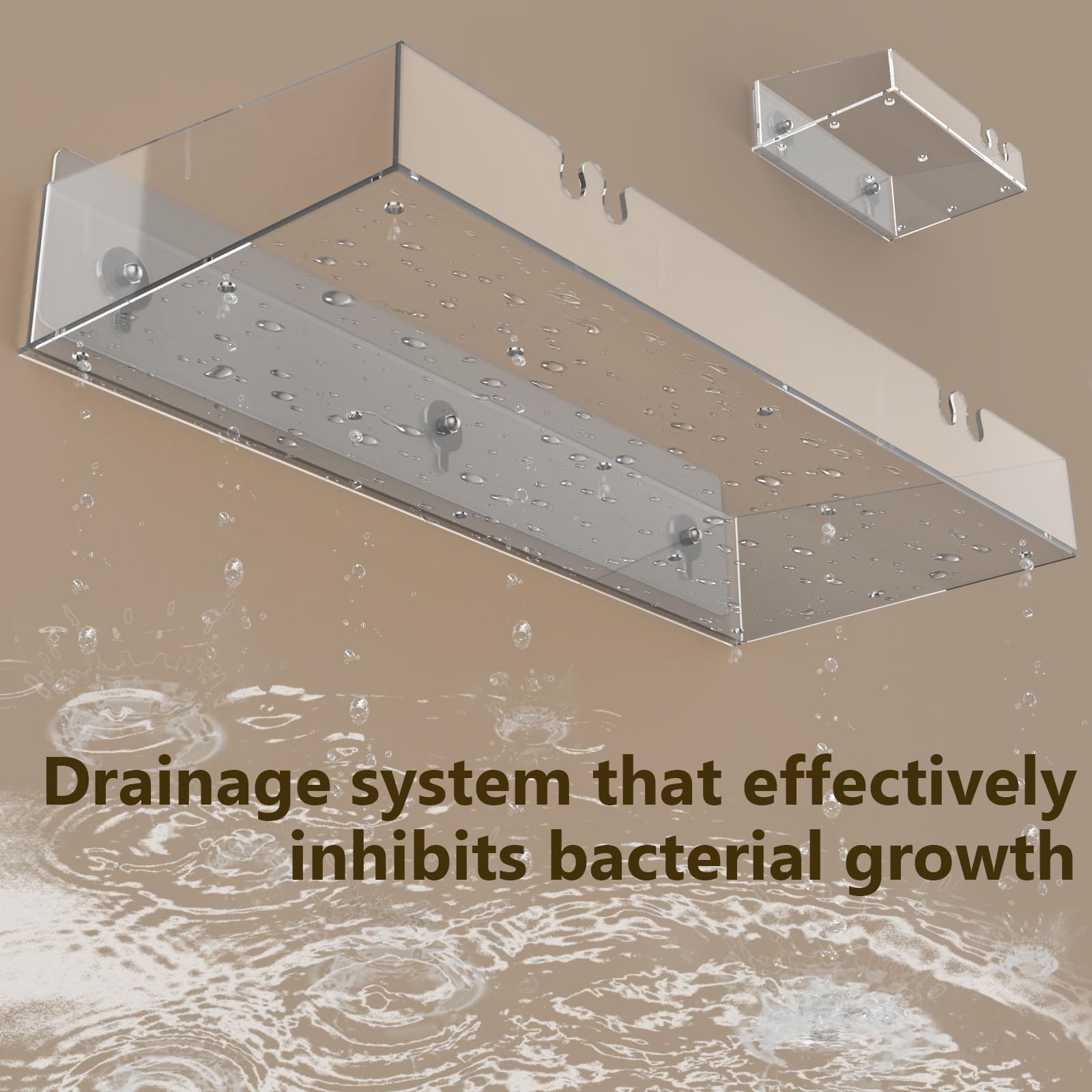 Durmmur Clear Acrylic Shower Caddy with Soap Dish, 3-Pack Adhesive Shelves Organizer, Floating Bathroom Storage with Hook