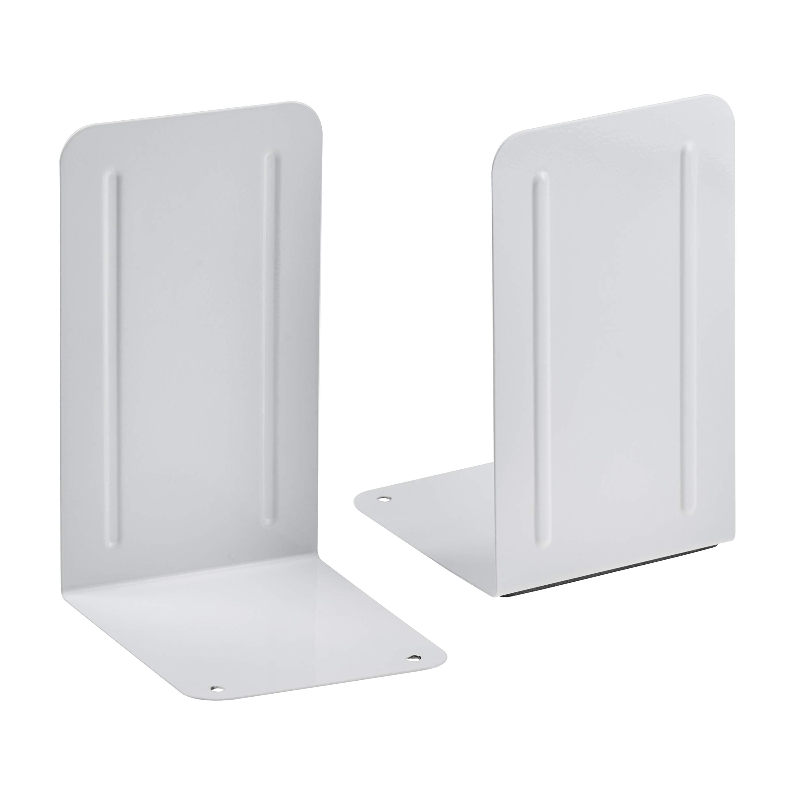 Acrimet Premium Metal Bookends (Heavy Duty) (White Color) (1 Pair)