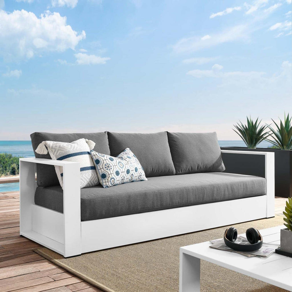 Modway Tahoe Patio Aluminum Sofa With White Charcoal Finish Eei-5676-Whi-Cha