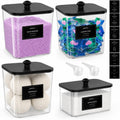COAZEX 3+1 Pack Clear Laundry Pods Container & Dryer Sheet Holder Black Lid