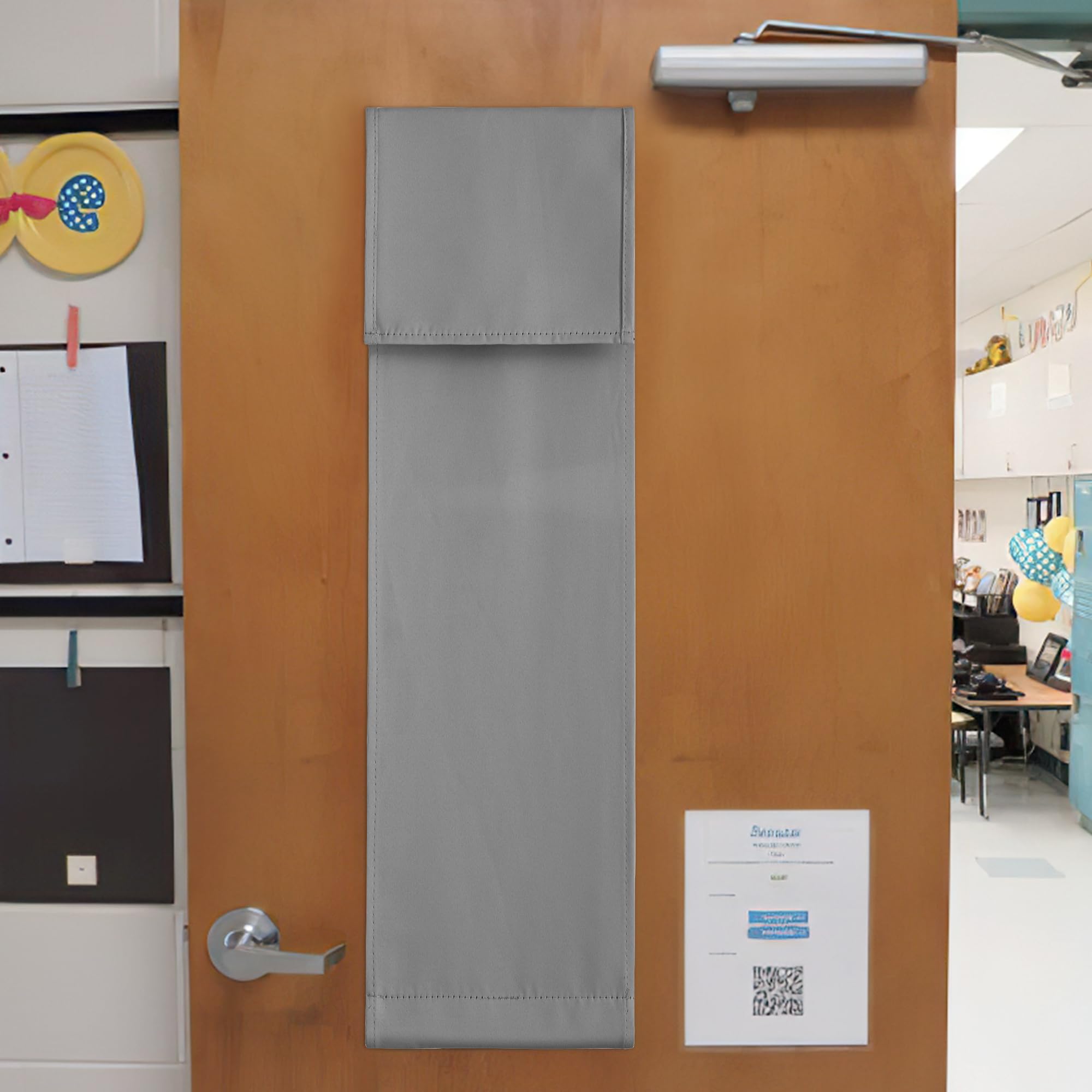 Nicetown Classroom Door Window Cover, Privacy Blackout Shades For Classroom Windows And Doors Cover Lockdown Shades, Room Darkening Design Blocks Views, W8 X L36 Inches Long, 1 Panel, Silver Grey