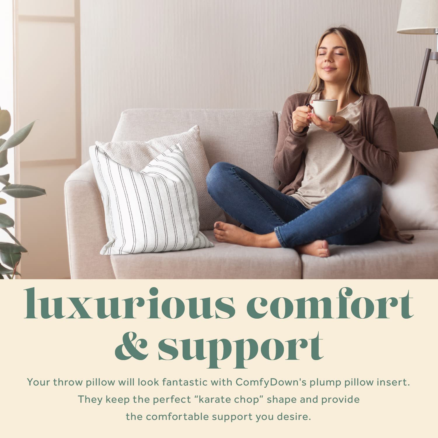 Comfydown Decorative Throw Pillow Insert, Down And Feather Fill, 100% Cotton Cover, 233 Thread Count - Made In Usa (16'' X 28'')