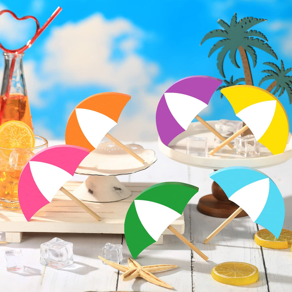 6 Pcs Summer Tiered Tray Decor Hawaii Ice Cream Tiered Tray Decor Summer Wooden Table Decorations Ice Cream Tray Decor Summer Ta