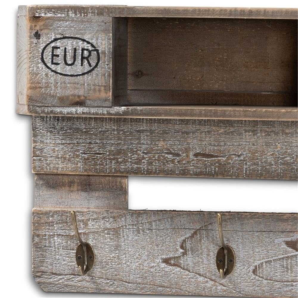 Wholesale Interiors Baxton Studio Ferguson Grey Oak Finished Wood Mounted Coat Rack with Shelves