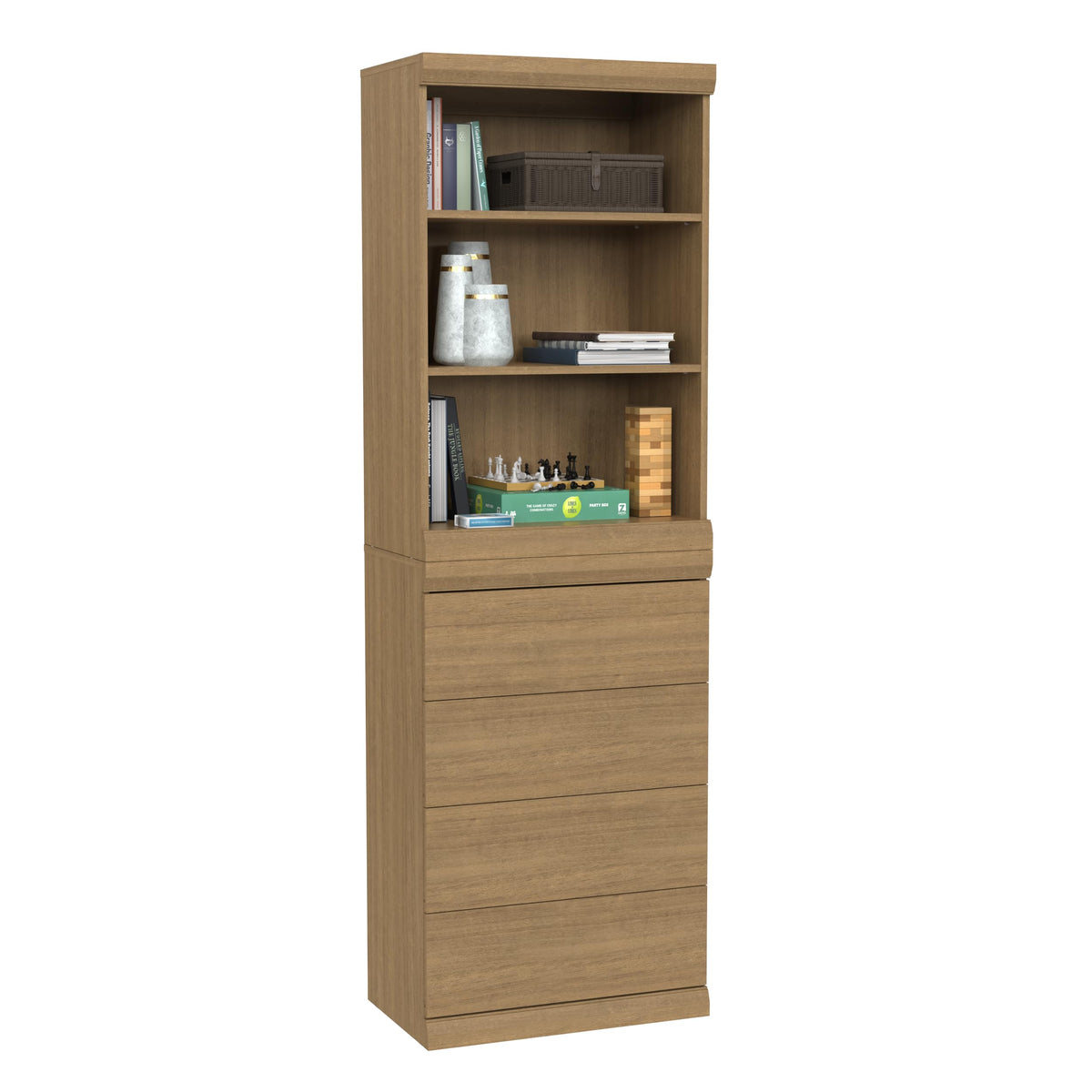 ClosetMaid Mosaics Storage Organizer Kit Includes; (1) 3Shelf Unit, (1) 4Drawer Unit, Toasted Oak