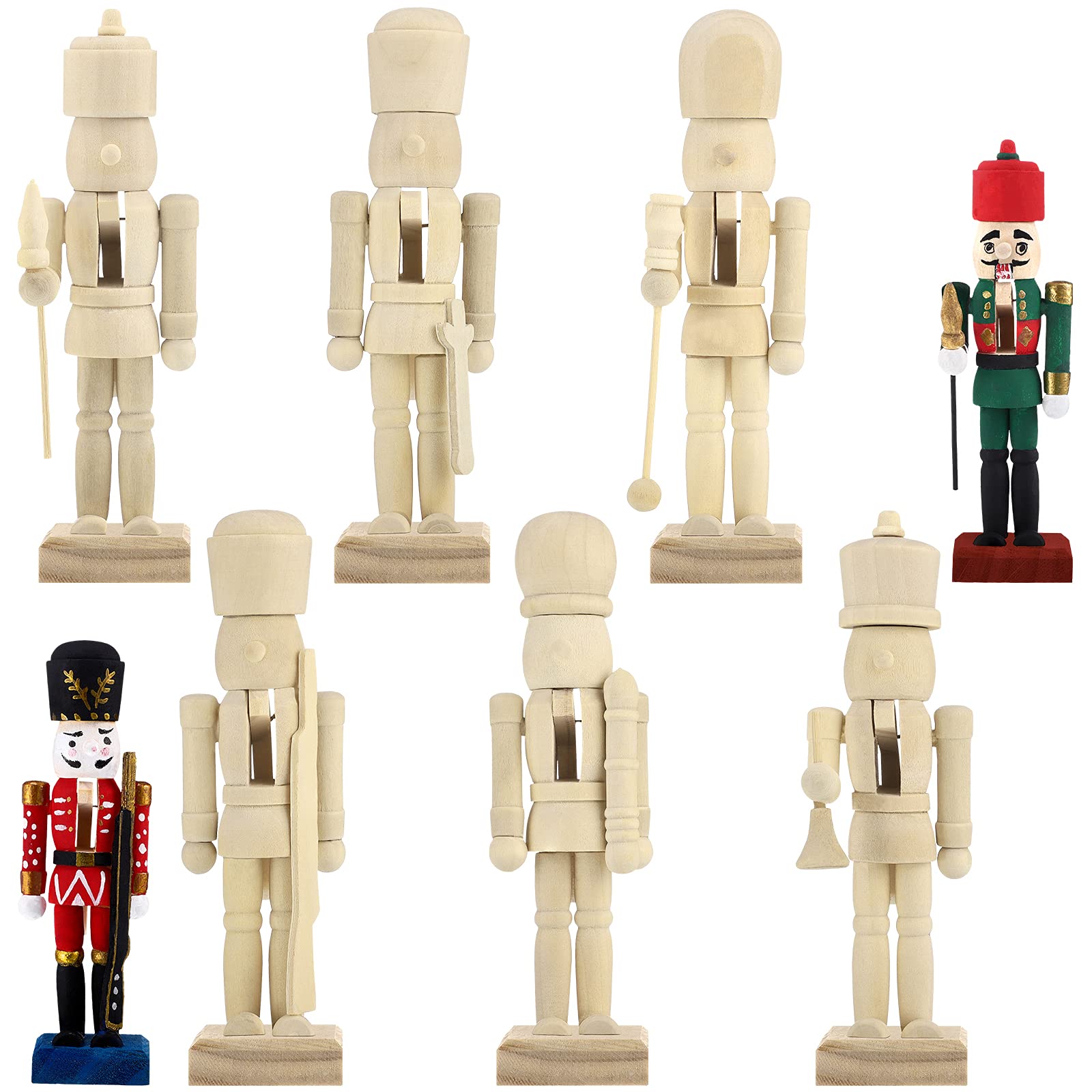 Christmas Unfinished Nutcracker Christmas Wooden Nutcrackers 5 Inch Christmas Craft Kit Box Paintable Nutcracker Figures for Boy