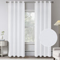 100 Percent Blackout Curtains Pure White 84 Inches Long - 2 Panels Burg Linen Textured Curtains - Shabby Chic Linen Curtain Drap