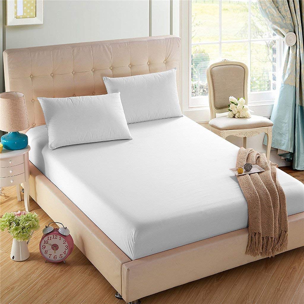 4U'Life Single Fitted Sheet, Prime 1800 Series, Ultra Soft & Comfortable, Double Brushed Microfiber (White, King)
