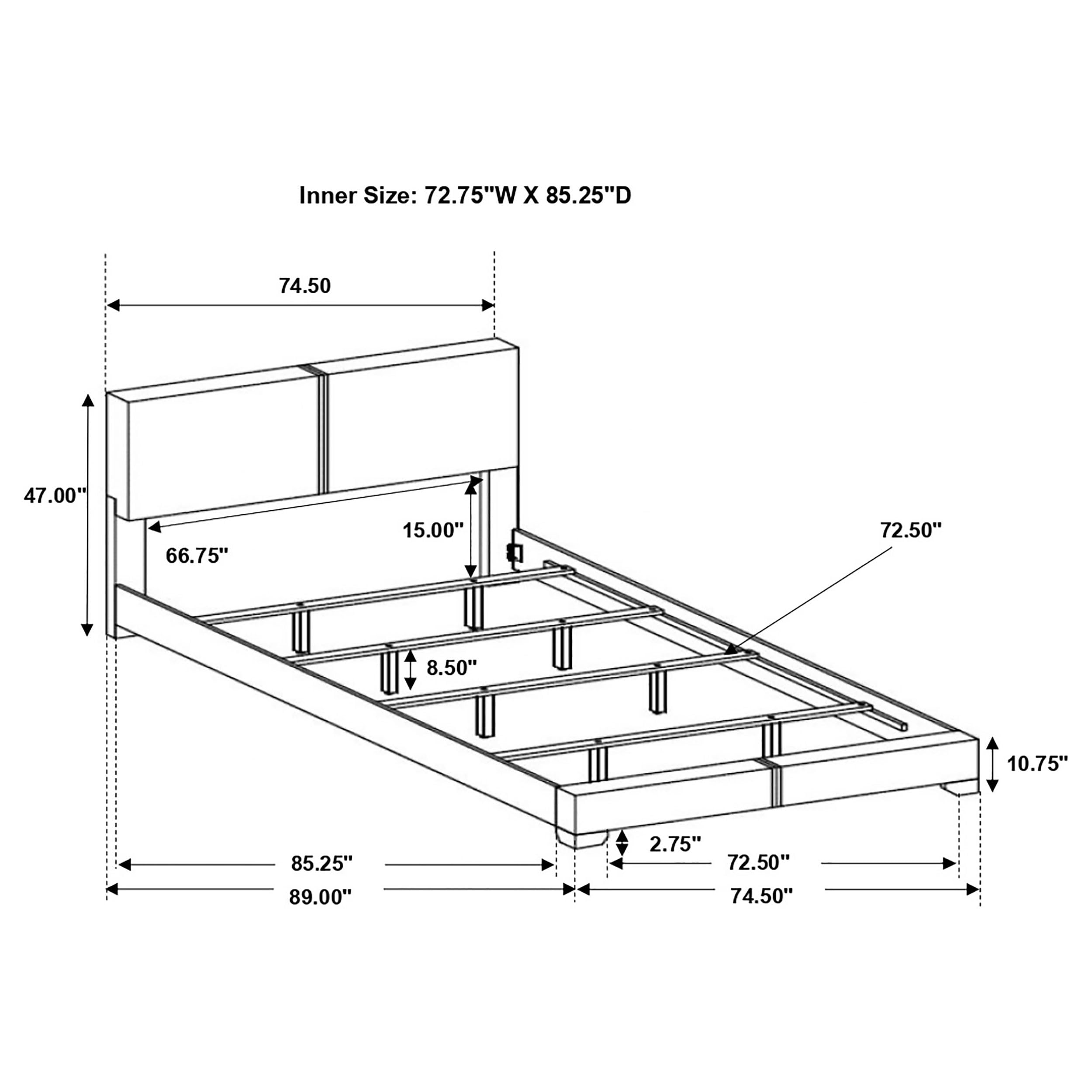 Coaster Home Furnishings Conner Contemporary Leatherette Upholstered California King Size Panel Bed Frame 47-inch Headboard Dark Brown 300261KW