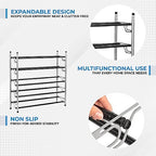 5-Tier Slide-n-Adjust Shoe Rack, Expandable Free-Standing Organizer, Silver & Black