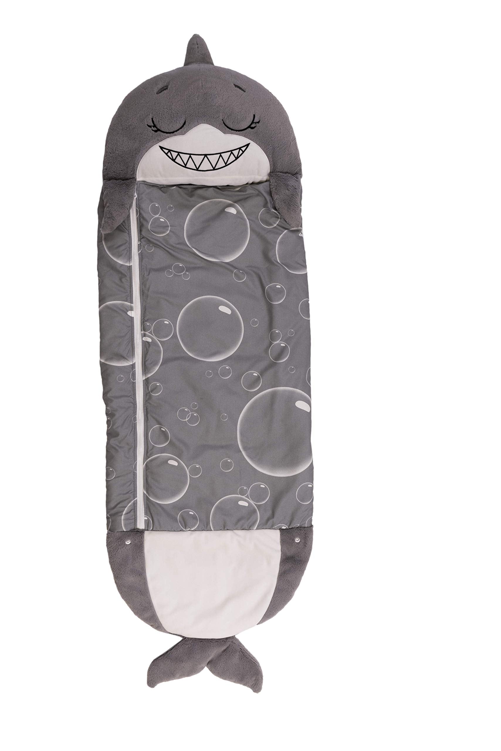 Happy Nappers: Pillow & Sleepy Sack: Medium - Grey Shark - 54 X 20, 2-In-1: Plush Animal Opens Into Sleeping Bag, Soft Play & Na