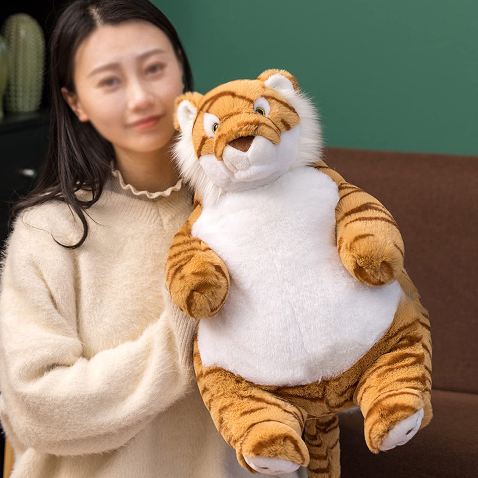 Ronivia Tiger Weighted Stuffed Animals, 17' 3.5 Lbs Weighted Tiger Plush Large Weighted Plush Animal Toy Pillow Gifts For Boys