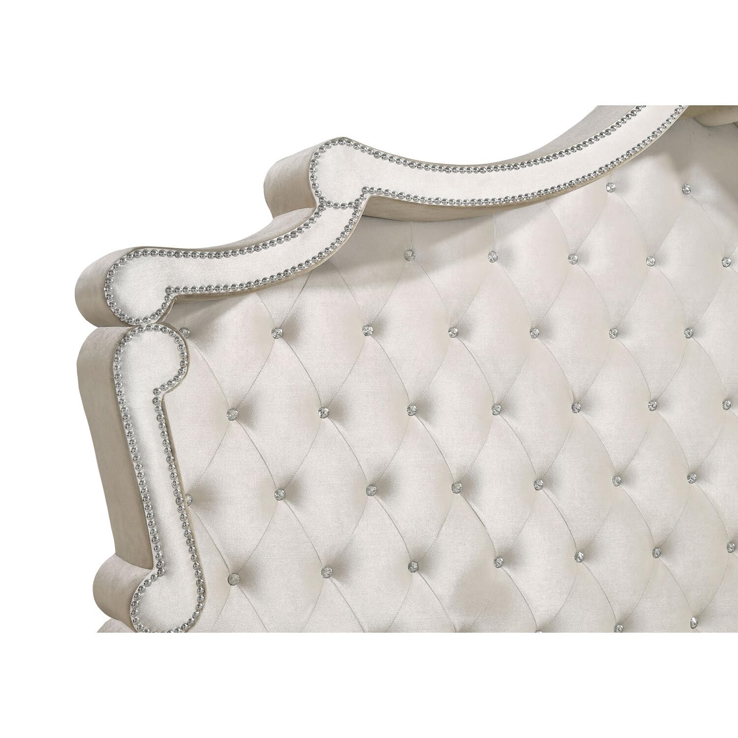 Coaster Home Furnishings Antonella Upholstered Tufted Eastern King Bed Ivory and Camel
